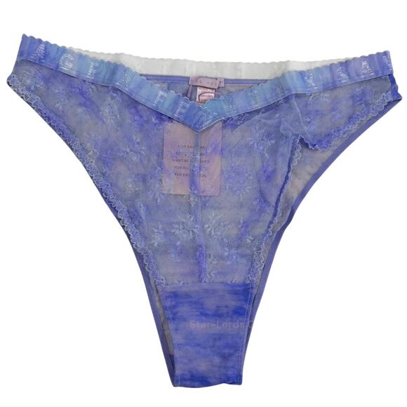 Savage X Fenty Undie, Curvy Printed Lace Brazilian, Purple Rain Tie Dye Print 2X - Picture 4 of 6